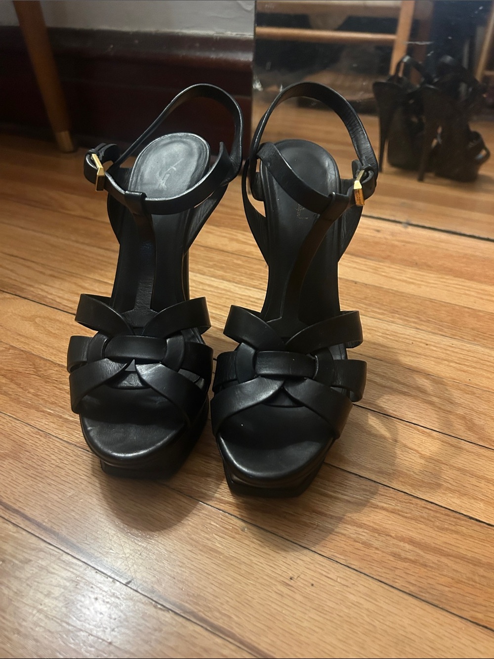 Yves Saint Laurent Black Matte Tribute Heels